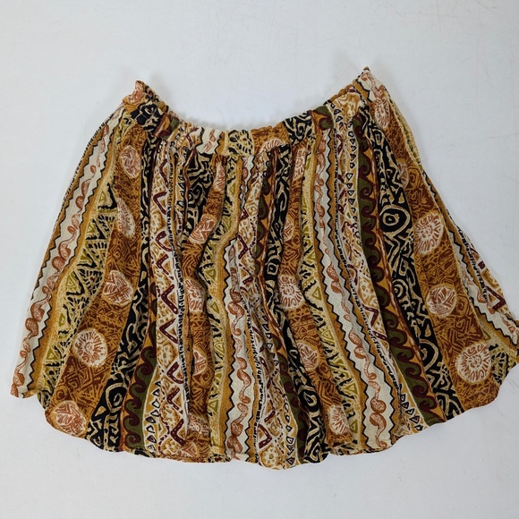 Abstract Mini Skirt Circle Indian Drawstring Mid Low High Rise Short Flowy - Picture 5 of 8